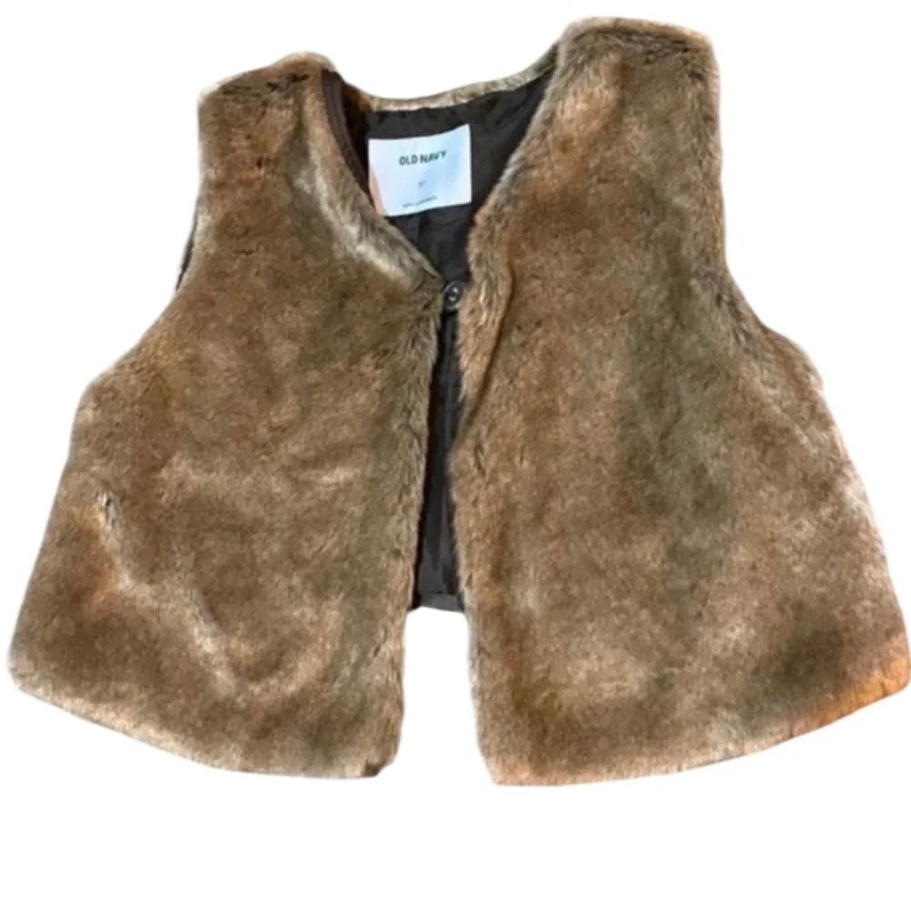 Old Navy Girls Faux Fur Vest Brown Fall Size 5T
